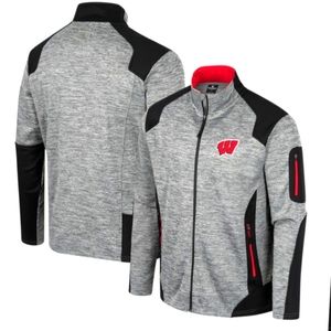 Men's Colosseum Gray Wisconsin Badgers Silberman Color Block Full-Zip Jacket